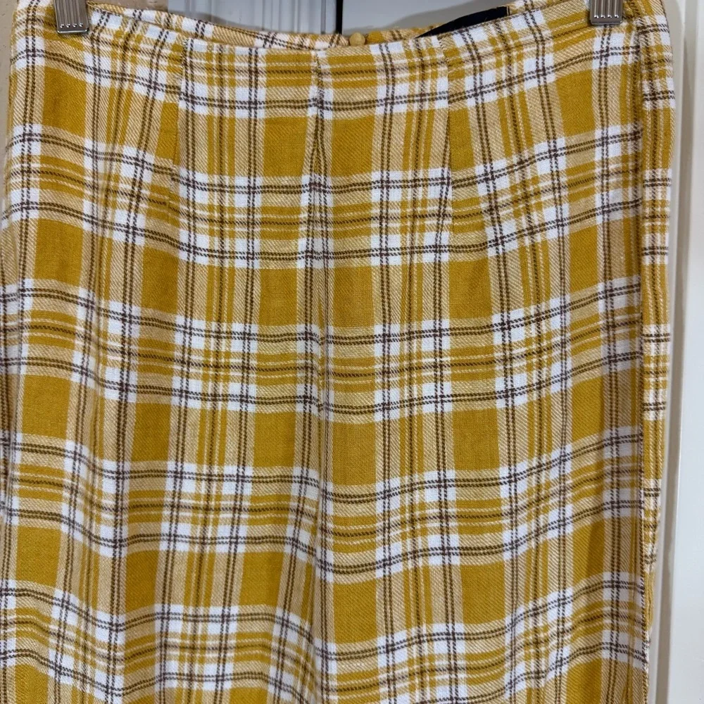Reformation Linen Plaid Pants in 